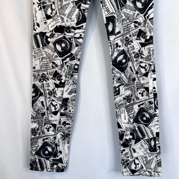 Abbey Dawn by Avril Lavigne Black White Newsprint Goth Punk Skinny Pants JRS 3 - Picture 5 of 12